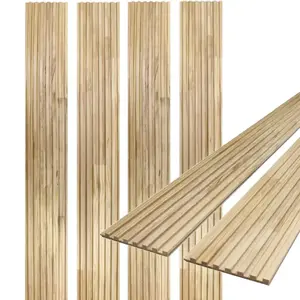 7 Grid Unfinished Slat Wood Wall Panels - 94.5" - 106" Long x 5 3/4" Width