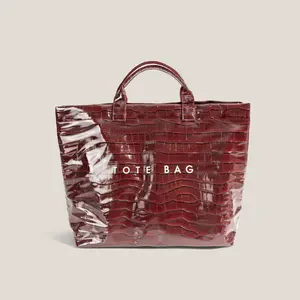 Spring Trendy Red Croc Handbag, Durable Scratch-Resistant PVC Bag, Designed for the Stylish Lady Who Needs One Bag for Office, Party & Dates