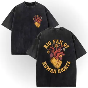 100% Cotton Double-Sided Big Fan Of Human Rights　Oversized Tee! No One Is Illegal On Stolen Land! # AbolishIce # IceOut # HumanRights # 100CottonTee # DoubleSidedTee # NoOneIsIllegal # TikTokMadeMeBuyIt # TikTokShop