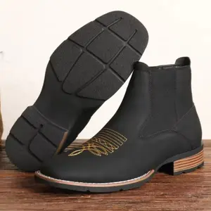 LQUN 2026Men's business  design short , fashionable round toe Chelsea , suitable for daily versatile brown    embroider business occasion Work Ankle Boots boots for menGift(gift)