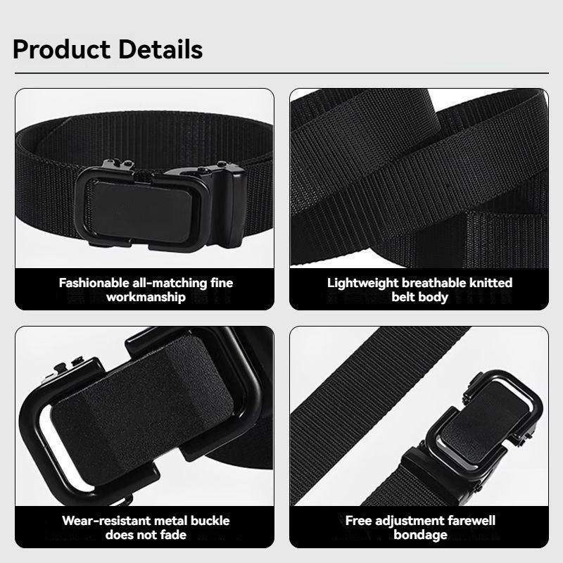 Men's Automatic Buckle Belt – No Hole Punch, Easy Adjust, Stretch Comfort for Business & Casual Wear