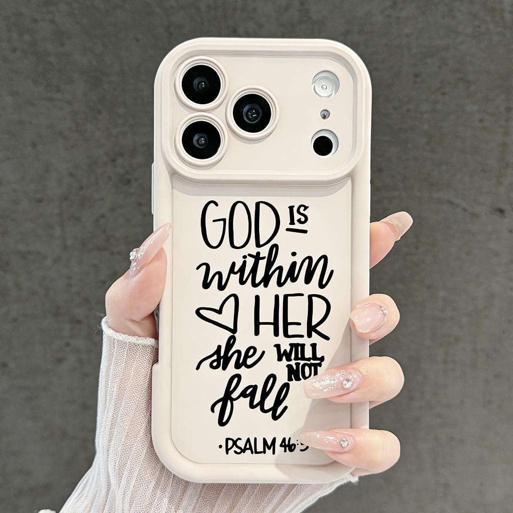 Psalm 46:5 God Is Within Her She Will Not Fall Phone Case for iPhone 11/12/13/14/15/16/17 Pro Max Plus & 17 Air, Christian Religious Shockproof Case TYJT260409020
