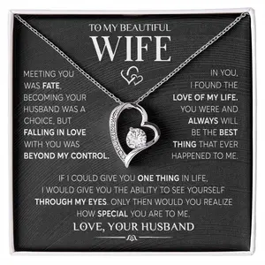 To My Beautiful Wife Soulmate Love Heart Pendant Necklace Gift Husband Women Girl Necklaces 2025 Fashion Jewelry New Hot Selling Necklaces
