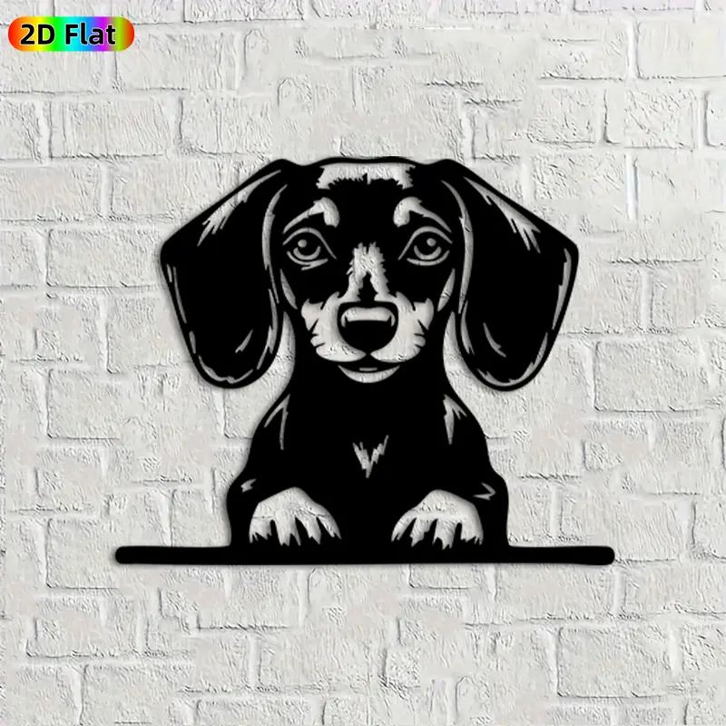 1pc Dachshund Metal Wall Art, Adorable Dachshund Statue Mural, Ideal Gift for New Year, Easter, Dachshund Enthusiasts, Weather-Resistant Metal Wall Decor Wall Sculptures, Perfect for Living Room Wall & Garden Fence, Charming Home Decor Accent