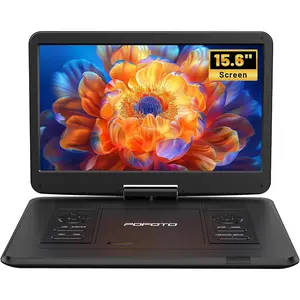 17.5" Portable DVD Player with 15.6" Large  Screen, 6 Hours Rechargeable , Dual Speakers, Region Free, Remote Control, Support Multi-Format Sync TV, USB/SD, Black