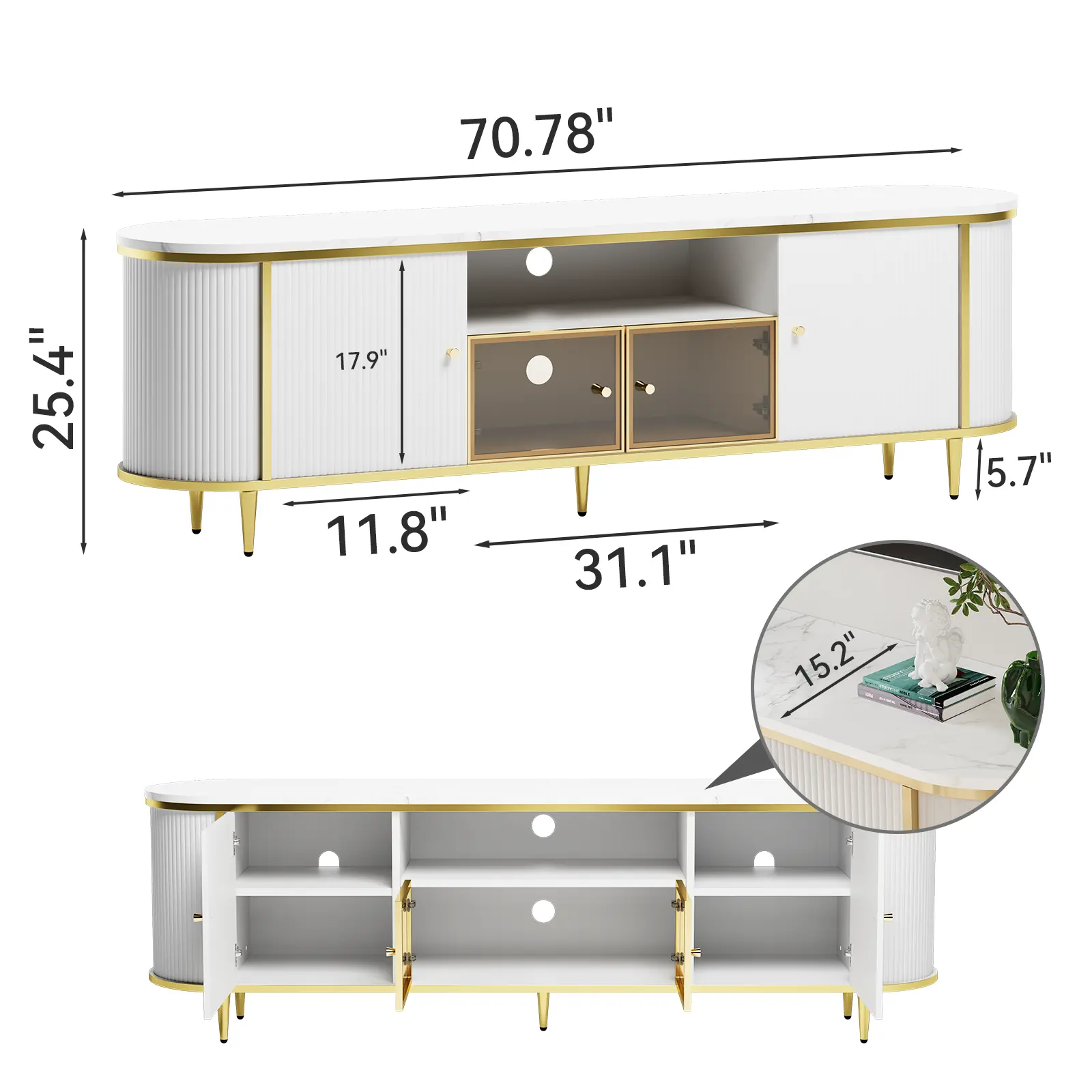 White/70" TV Stand only