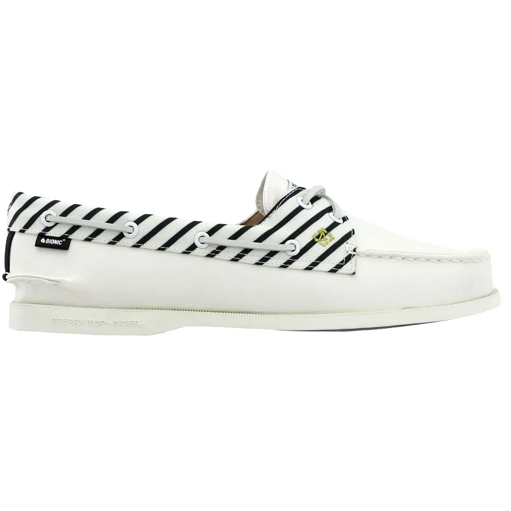 Sperry Womens Authentic Original 2-Eye Bionic Striped Boat Flats Casual - Off White Sperry Womens Authentic Original 2-Eye Bionic Striped Boat Flats Casual - Off White