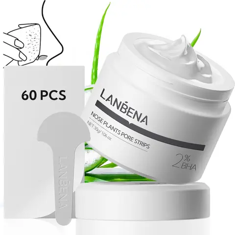 LANBENA Phyto Aloe Vera Blackhead Removal Solution Nose Strips - Single-Use Cleansing Exfoliating Facial Extraction Tool, Easy-to-Use Nasal Pore Treatment, 60 Sheets (30g)