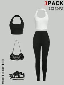 Women's Butterfly Pattern Fitted Set, High-Neck Top & Tight Pants, All Season Fashion Casual Everyday, Comfortable Elastic Fabric, Versatile