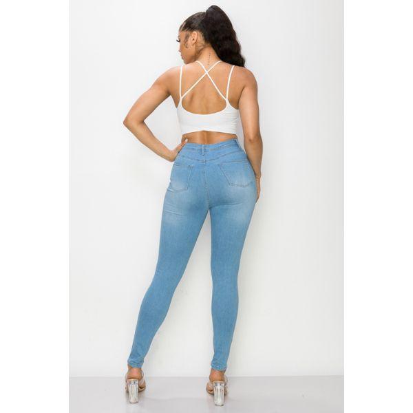 Lover Brand Fashion High Waisted Super Stretchy Skinny Jeans - 68% Cotton 30% Polyester 2% Spandex High Rise 10 1/2 Inch Front Rise Zip Fly Five Pocket Style