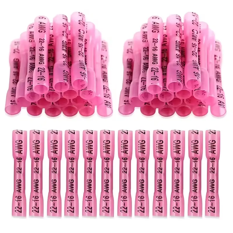 100PCS Heat Shrink Butt Connectors, Crimp Wire Connectors Kit | Insulated & Waterproof, Thick Tinned Copper, 3:1 Shrinkage, Butt Splice Electrical Connectors Terminals for Marine, Auto