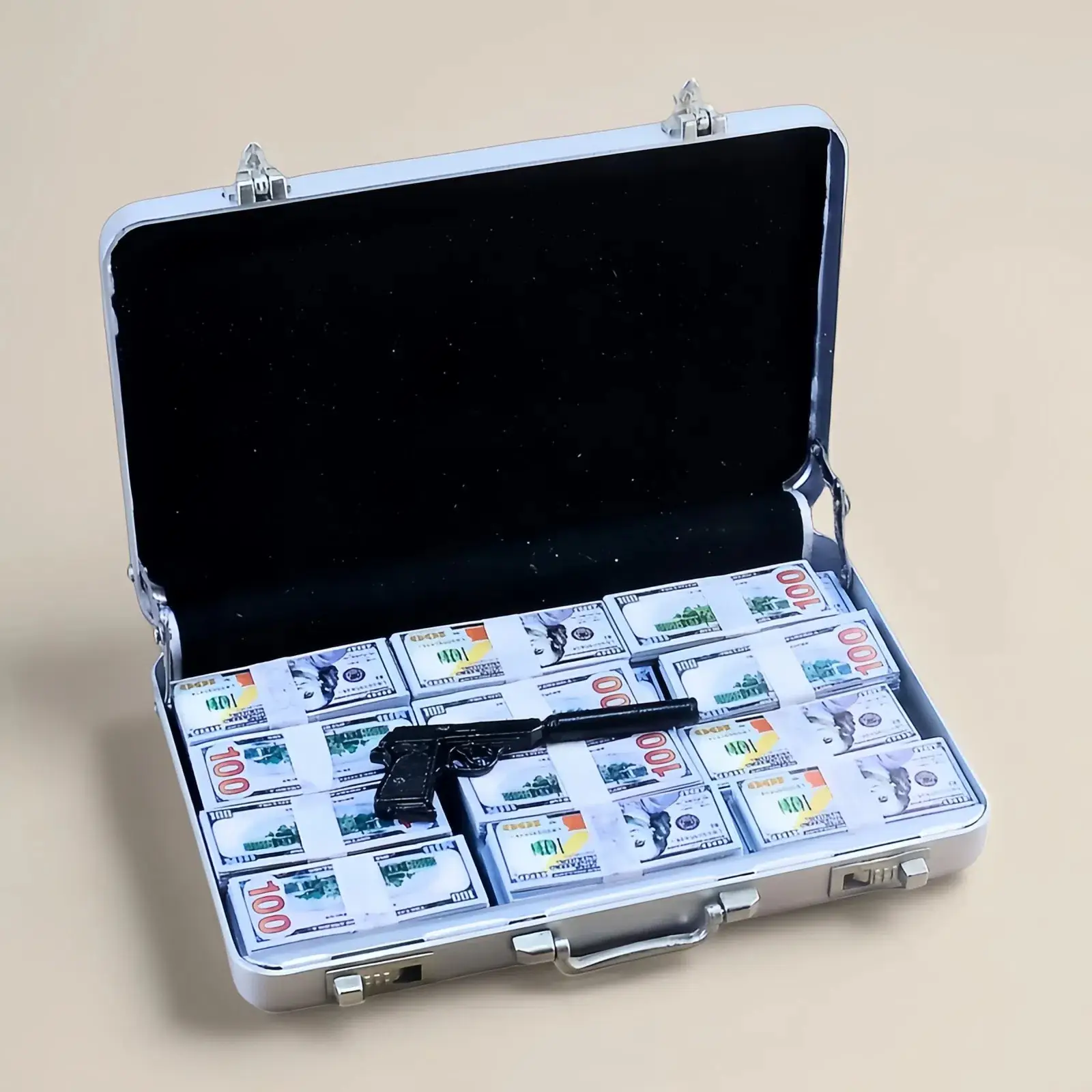 1:6 Scale Miniature Vintage Lockbox Set – Toy Accessories with Retro Printed Bills, Faux Gold Bars, and Antique Tokens for Dollhouses