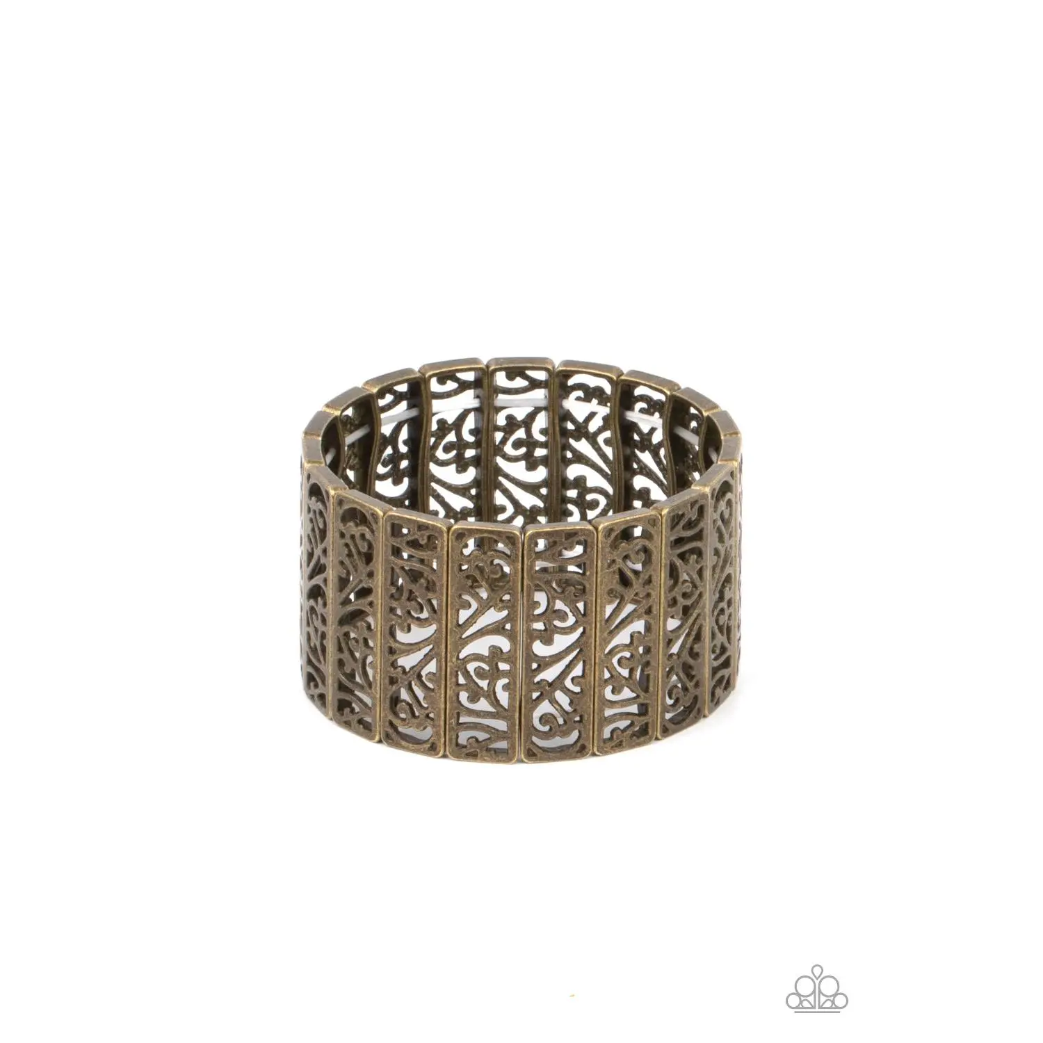 Ornate Orchards - Brass Filigree Stretchy Bracelet - Paparazzi