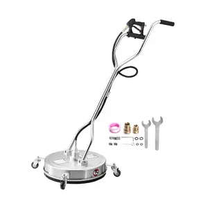 20-Inch High Pressure Washer Surface Cleaner, Heavy Duty Cleaning Stainless Steel Attachment with 4 Wheels, 4500 Max PSI, 3/8 Quick Connector, 2 Spray Nozzles, Dual Handle for Concrete, Patio