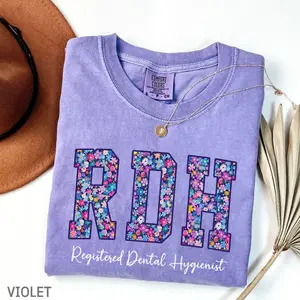 Comfort Colors Floral Registered Dental Hygienist Shirt, Dental Hygienist Gift, Dental Hygienist Gift, Dentistry Shirt, RDH Shirt for Women