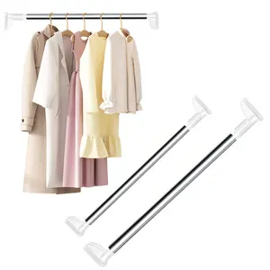 Drill-Free Telescopic Tension Rod for Hanging Clothes,adjustable Rod Without Drilling,Stainless Steel Curtain Hanging Rack, For Bathroom, Window, Closet, Room Divider (80-160cm) Upgraded and thicker pipe diameter for enhanced load-bearing capacity