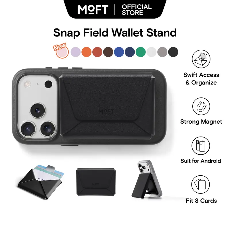 MOFT MagSafe Wallet for iPhone 17 - Slim Faux Leather 8-Card Slots Holder with Pull-to-Access, Integrated Stand, RFID Blocking, Minimalist Travel Accessory for Women
