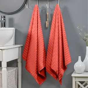 Mocassi 2-Pack Premium Turkish Cotton Corduroy Stripe Bath Towel Set, 27 x 54 inch