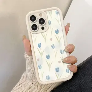 Blue Tulip Creative Pattern Phone Case — Drop-Resistant & Shockproof Design — Compatible with iPhone 17/16/15/14/13/12/11 Pro Max — Unisex Phone Case