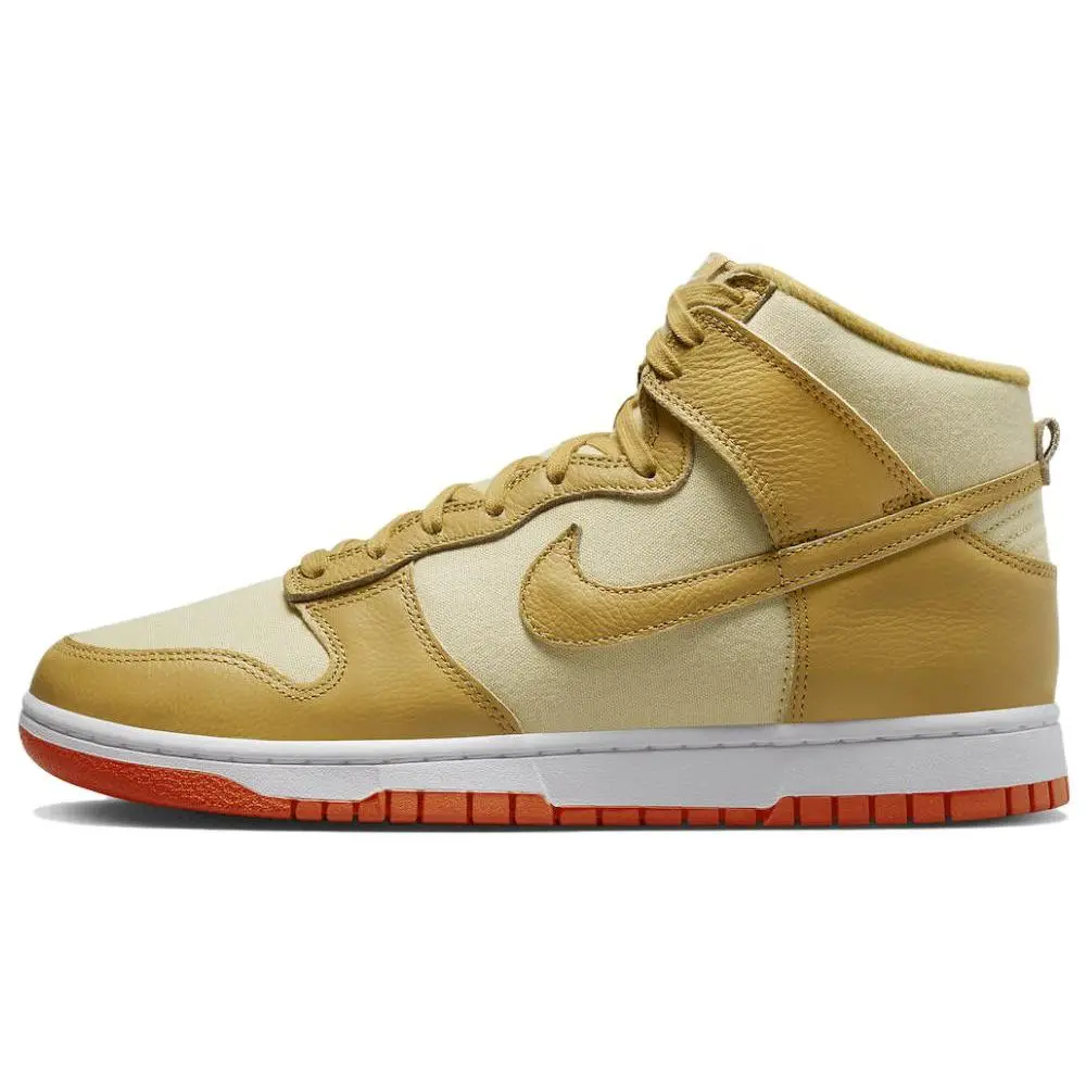 Nike Dunk High Wheat Gold Safety Orange Cushioned Skate Shoes Men's Yellow DV7215-700