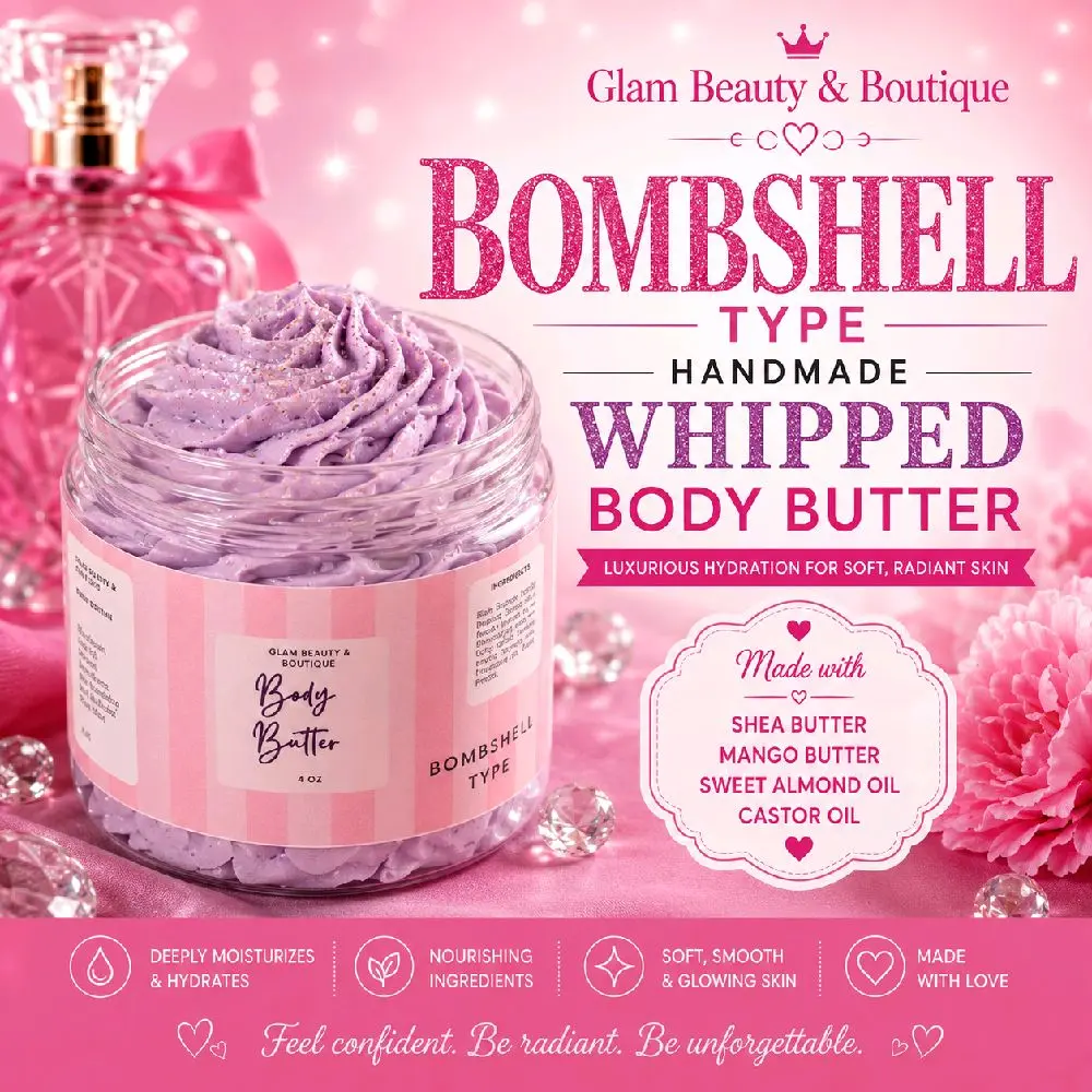 Bombshell Type Whipped Body Butter. Handmade Shea & Mango Butter Body Frosting. All Natural Non Greasy Emulsified Body Butter moisturizing body moisturizer Moisture Hydrating