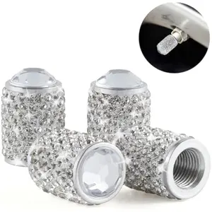 4PCS Bling Tire Valve Caps – Rhinestone Crystal Valve Covers, Dustproof, Universal Fit for Cars & Bikes