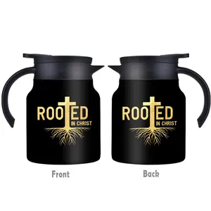 1pc/34oz/1000ml/Insulated Flask,Double Walled Insulated Coffee Pot,Stainless Steel Tea Kettle With Handle And Lid,Rooted In Christ Perfect For Family And Friend Gatherings,Father's Day Gifts,Mother's Day Gifts,Christmas Gifts