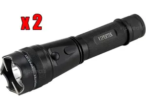 (2) VIPERTEK BLACK VTS-195 Heavy Duty Metal Built in LED Flashlight Rechargeable For Emergencies and Outdoor Activities