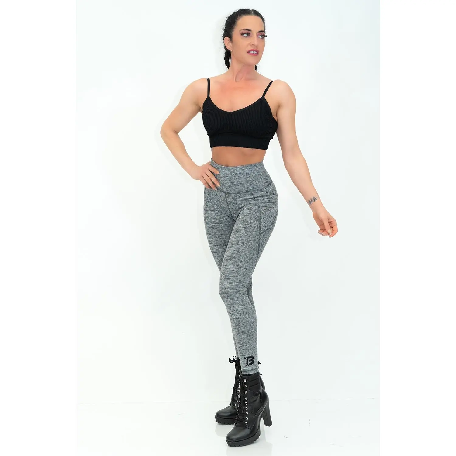 Bombshell Hannah Melange High Waist Leggings - Charcoal