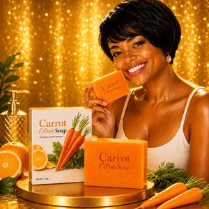 P:03 Carrot Beauty Soap 3-Pack Cleanser, Daily Bath & Shower Bar with Rich Lather for Fresh Skin Care, 100g Each Multi-Pack