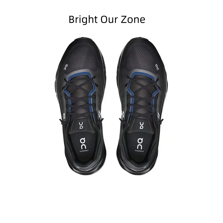 Solid Black Navy Accent Hollow Marathon Training Sneakers Flexible Energy Return Midsole Anti-slip Wearproof Rubber Traction Outsole For All Genders Outdoor Stadium Sports