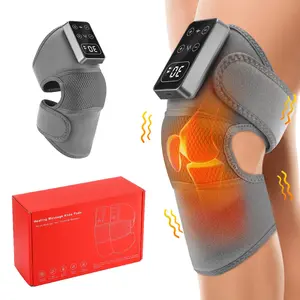 Cordless Electric Knee Protection Massager, 3 Vibration Modes and 5 Heating Levels, Warm Compress Knee Heating Pad with Joint Support, Also for Shoulder and Elbow Massage, Portable Muscle Massagers