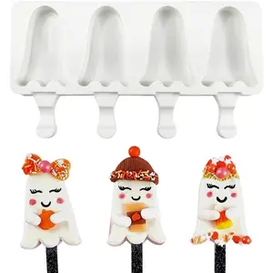 1 Pack Halloween Cute  Shape Popsicle Molds  Ice Pop Molds 4 Cavities Popsicle Molds for  Adults Ice Cream Mold Cakesicles Mould DIY Popsicle Maker Homemade Popsicle  Molds B