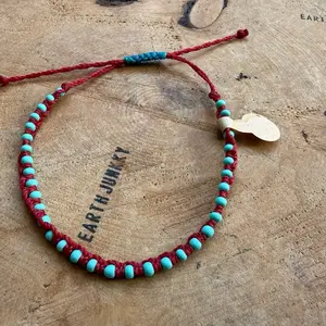 Bloody Red / Turquoise Beaded Bracelet