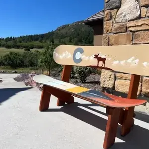 Double Snowboard Colorado Moose Mural Bench
