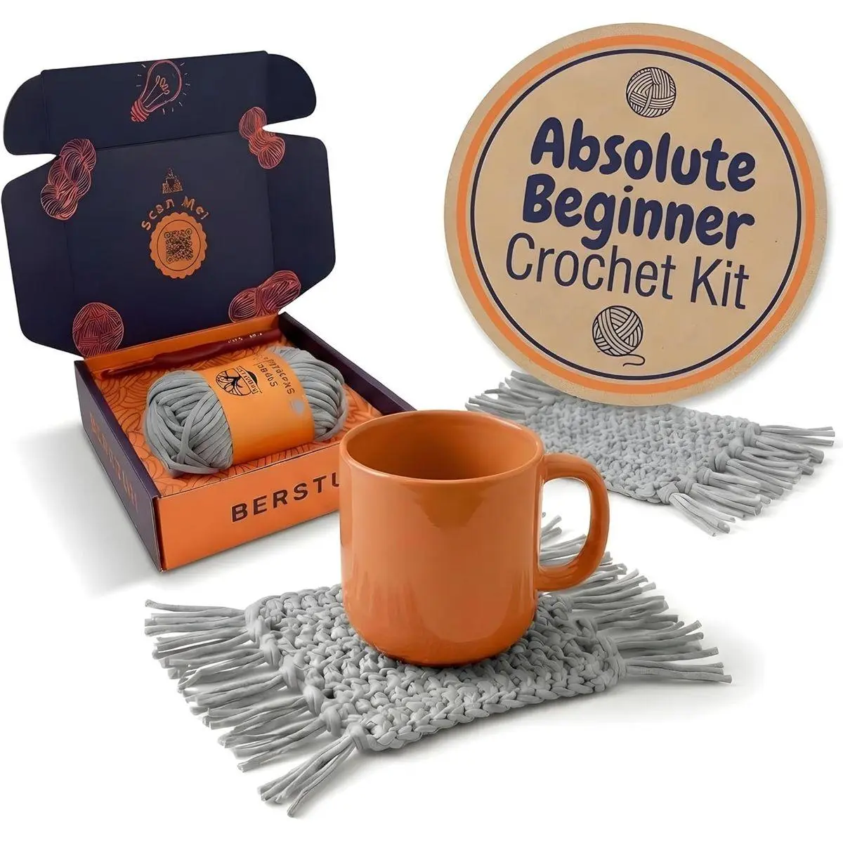 Level 1 Absolute Beginner Crochet Kit for Adults - Crochet Starter Kit Beginner for Adults - Learn to Crochet with Expert Video Tutorials - Perfect DIY Gift