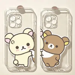 INS Funny Cute Couple Bear Rilakkuma Phone Case For iPhone 17 Promax 16 15 14 13 12 11 Plus Pro Max 17Air and Samsung S26 S25 S24 S23 S22 S21 FE Plus Ultra - Anti Drop Full Perfect Aesthetic Printed Soft TPU Case japanese style