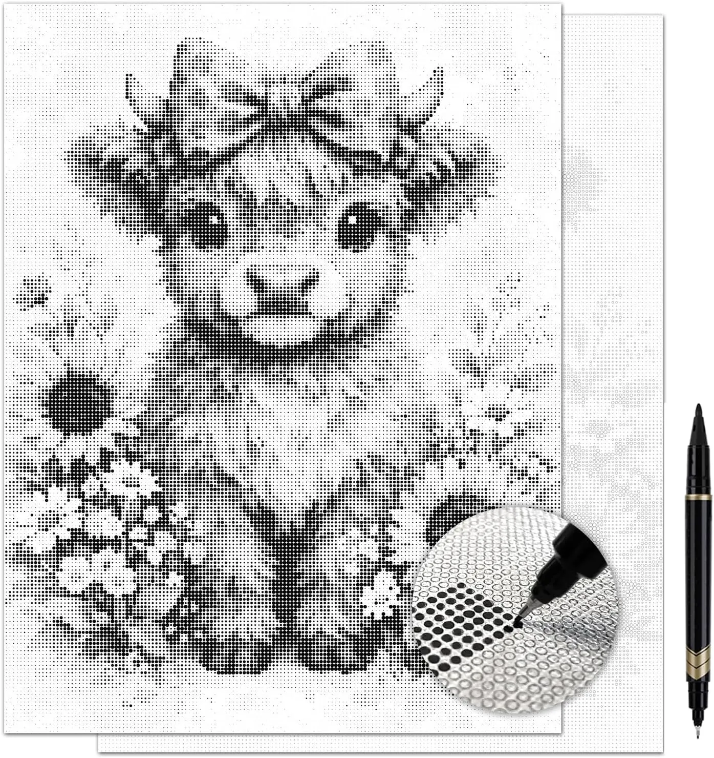 Shaggy Highland Cow Dot Painting Kit for Adults — 13×17 Canvas with Dual-Tip Marker