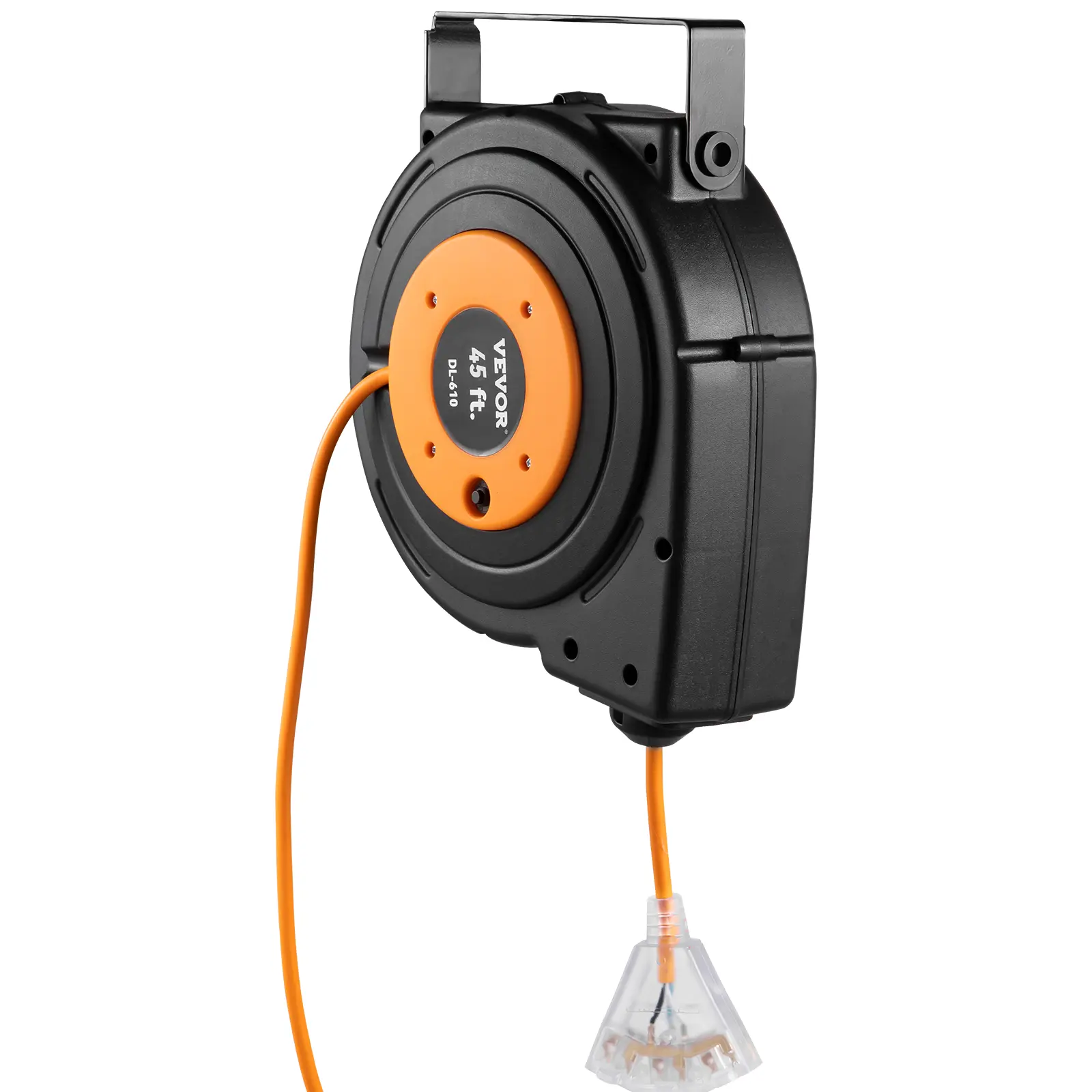 【summerfinds】VEVOR Automatic Retractable Extension Reel, Heavy-Duty 12AWG/3C SJTOW Water-Resistant 45FT Power Cord, Ozone-Resistant Cord Stays Reliable, Black, Tested to Standards, for DIY, Commercial Garage Use