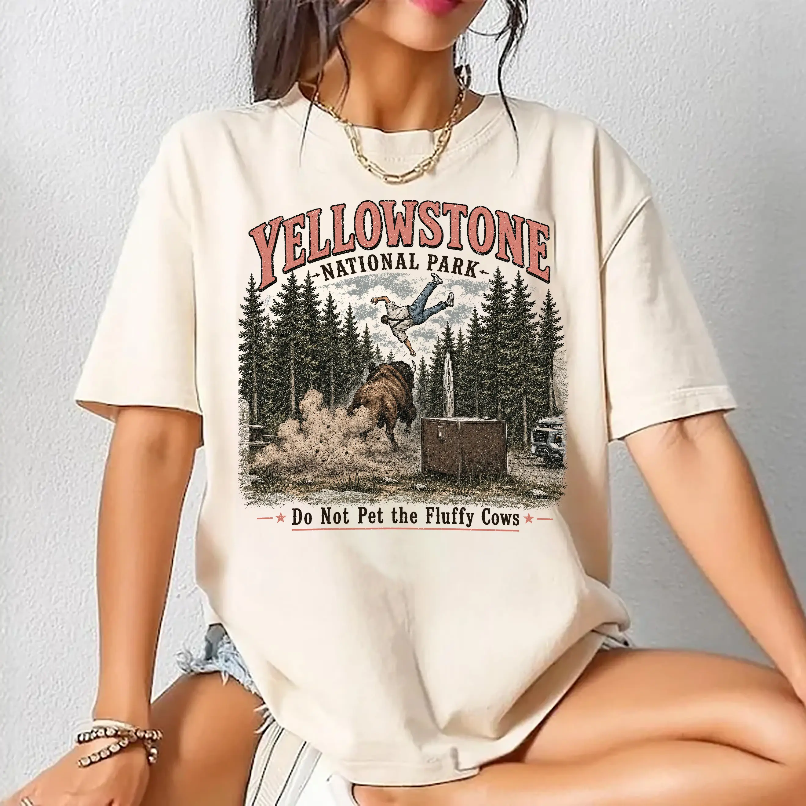 Graphic Do Not Pet The Fluffy Cows Shirt, Funny Yellowstone National Park T-shirt, Family Trip Outfit, Vacation Shirt Gifts, Unisex Clothing