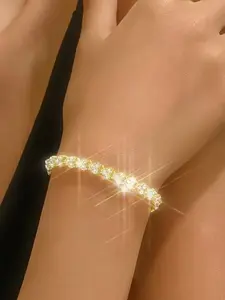 Women's Elegant Heart Design Roman Bracelet, Elegant Minimalist Bangle, Zinc Alloy Bangle Jewelry for Daily Wear, Fashionable Light Luxury Accessory