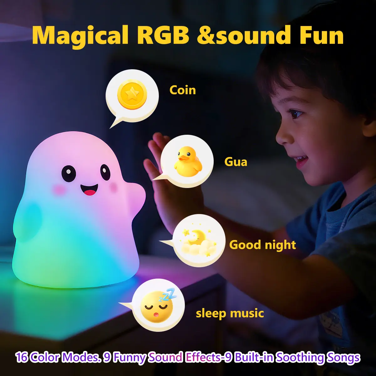 1 piece Cute silicone pat light, built-in sleep music, charging cycle, infinite emphasis, soft and colorful LED light, baby bedroom sleep, sleep decoration, bedside night light Led Light Up Battery Operated Lamp sohochic