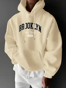 Men's Casual Hoodie Sweatshirt, Trendy Fitted Design, Fall & Winter Wear, Usa New York Brooklyn Style, Comfortable Dailywear