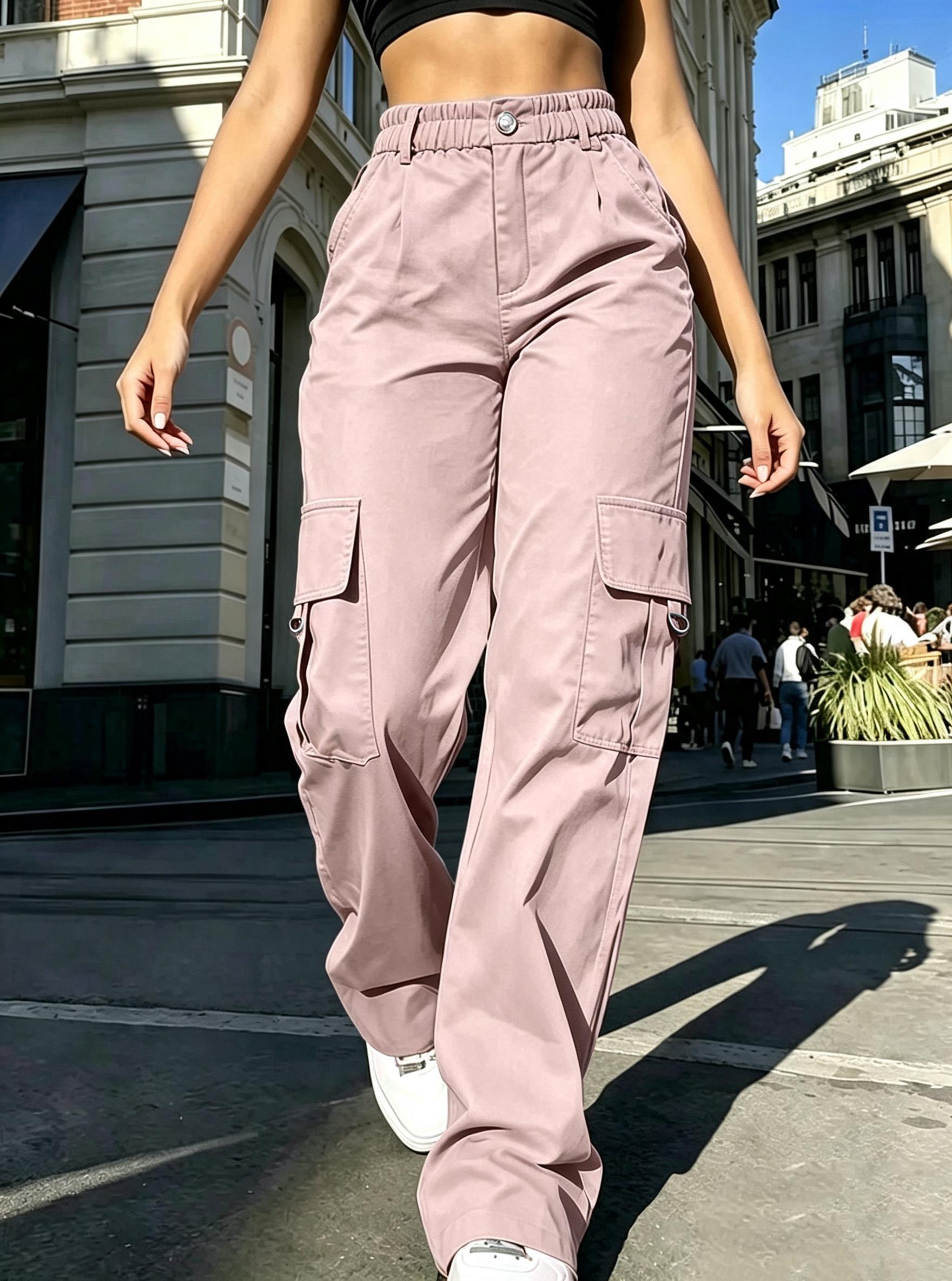 Clean Gent fashionable high-waisted cargo pants with pockets, Y2K tactical-style pants, street-style casual retro women’s bottoms suitable for all seasons Clean Gent fashionable high-waisted cargo pants with pockets, Y2K tactical-style pants, street-style casual retro women’s bottoms suitable for all seasons