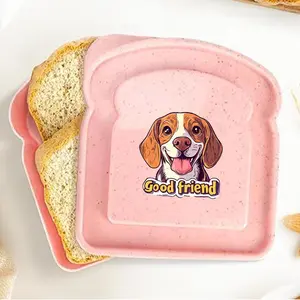 Cute Dog Pattern Toast Shaped Lunch Box, 1 Count Portable Bento Box with Lid, Large Capacity Bread Sandwich Container for Outdoor Picnic Camping