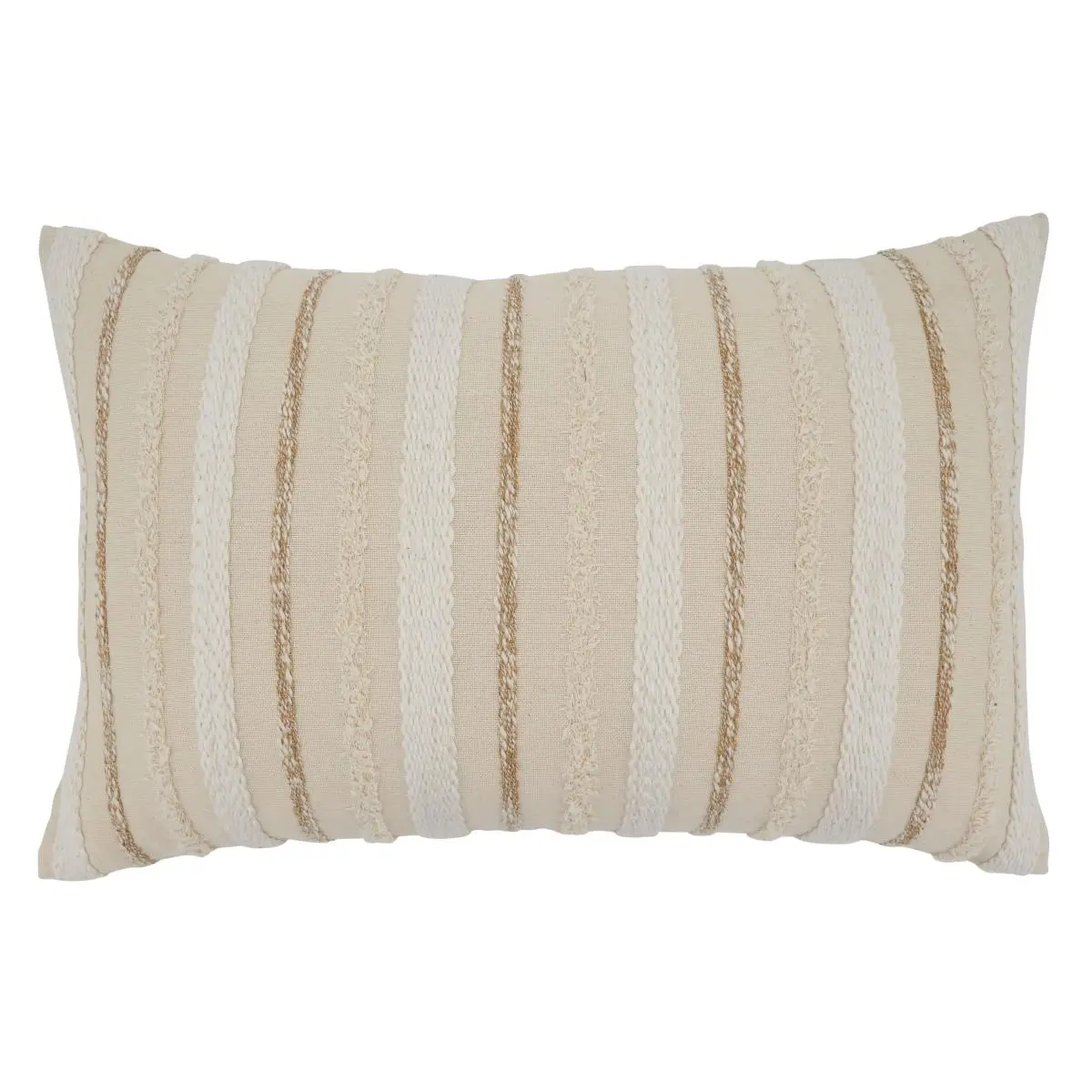 SARO 7932.N1624BD 16 x 24 in. Oblong Natural Down-Filled Woven Stripe Design Throw Pillow
