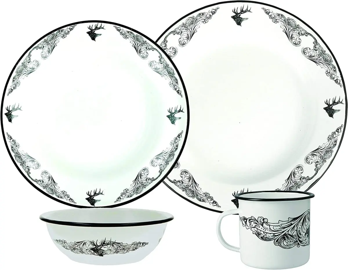 Utica USA 412005 16-Piece Wildlife Enamelware Tableware Set
