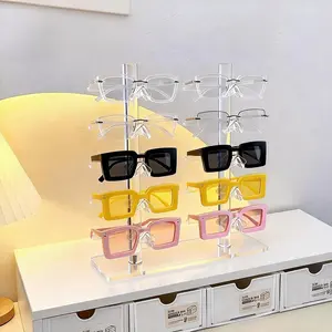 1pc Multi-Layer Acrylic Eyeglass Display Rack, Packable Tie Rack for Glasses, Glasses, Myopia Glasses, Sturdy for home and Optical Store Storage Organizer, Space Saving Organizer, Storage Accessories, Durable PMMA Frame, No Assembly Required