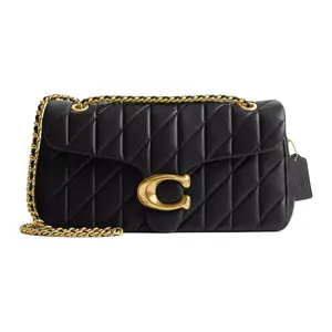 COACH Tabby 33 Quilted Nappa Leather Shoulder Bag with Turn-Lock Closure in Brass and Black for Women Elegant Embossed Bag Casual Handbag Satchel