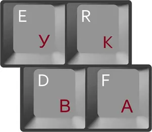 HQRP Cyrillic Alphabet Ukrainian Russian Laminated Keyboard Stickers - Transparent Background with Red Lettering for PC & Laptops